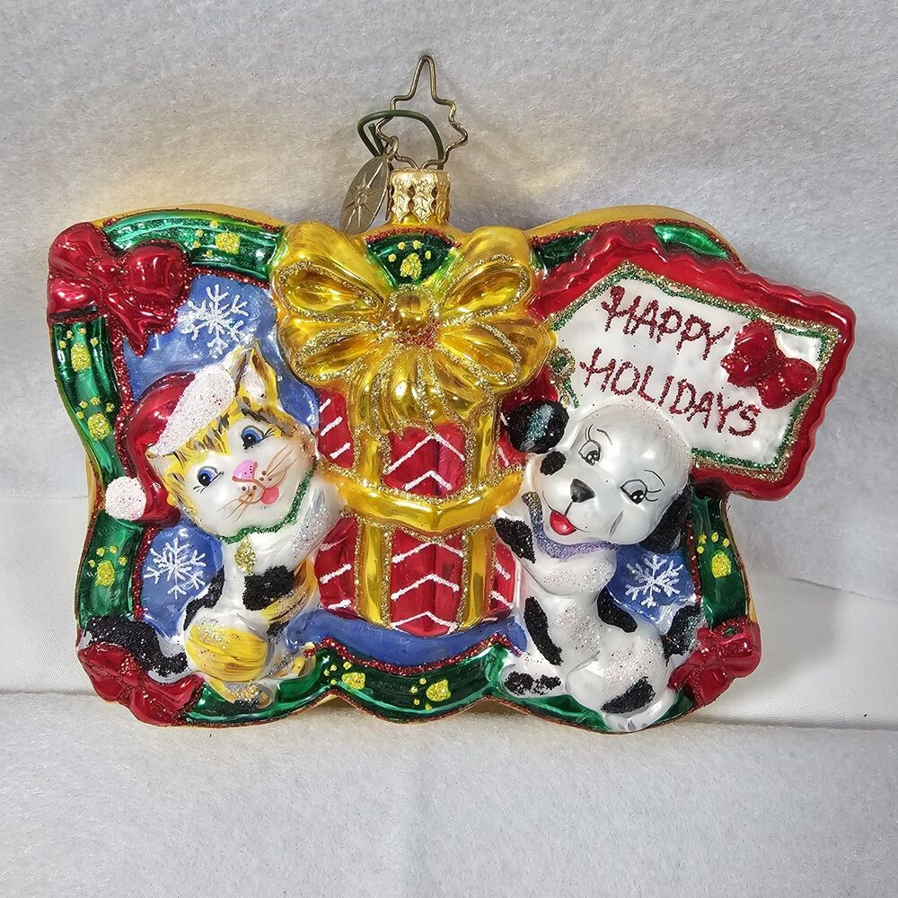 Christopher Radko Christmas 2007 Ornament Gifted Paws - Dog & Cat No Box